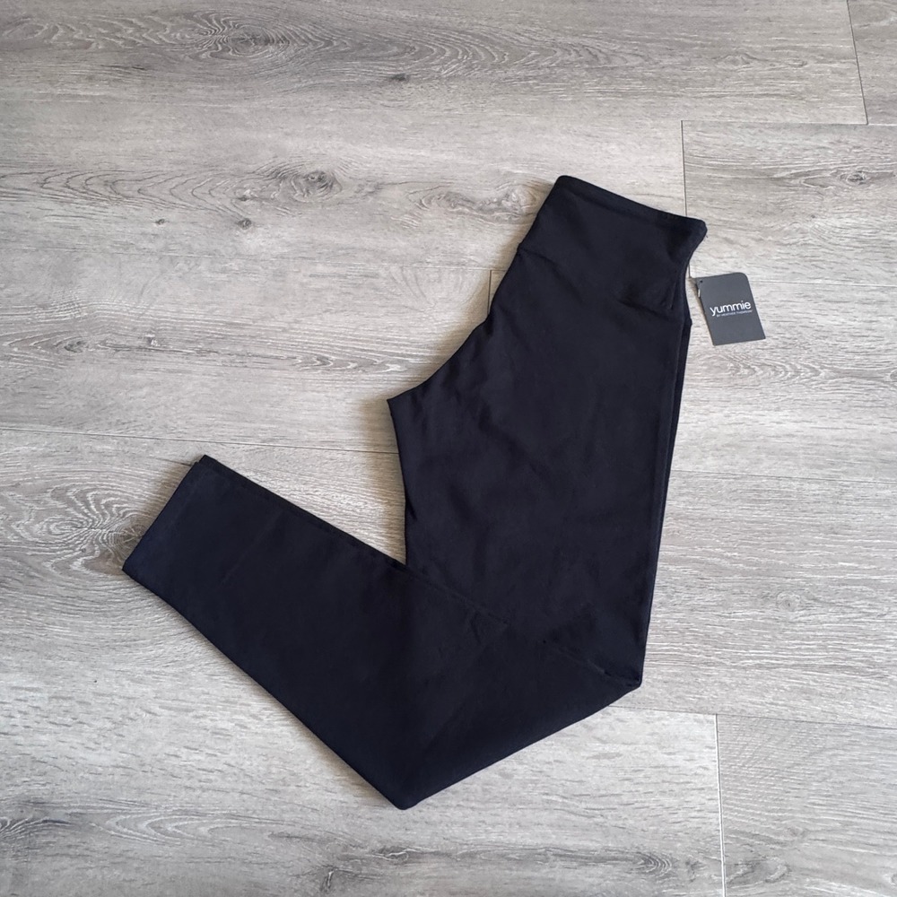 Yummie Heather Thomson Compact Cotton High Waisted Leggings Black Sz Medium NWT